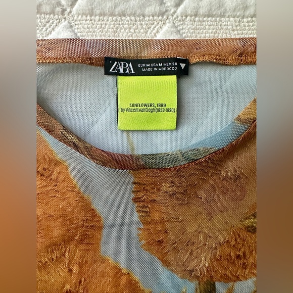 Zara Van Gogh Sunflowers Mesh Bodysuit - Picture 3 of 5